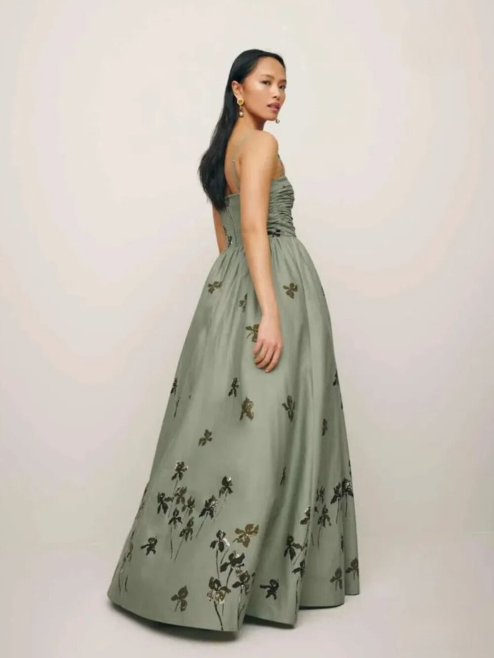 Reformation Kastoria Iris Border Dress Size 12 NWT Smocked Bodice Floral Maxi - Picture 2 of 16